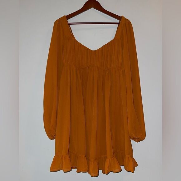 Abercrombie & Fitch Women's Long-Sleeve Ruched Babydoll Mini Dress Size MT - Picture 11 of 11